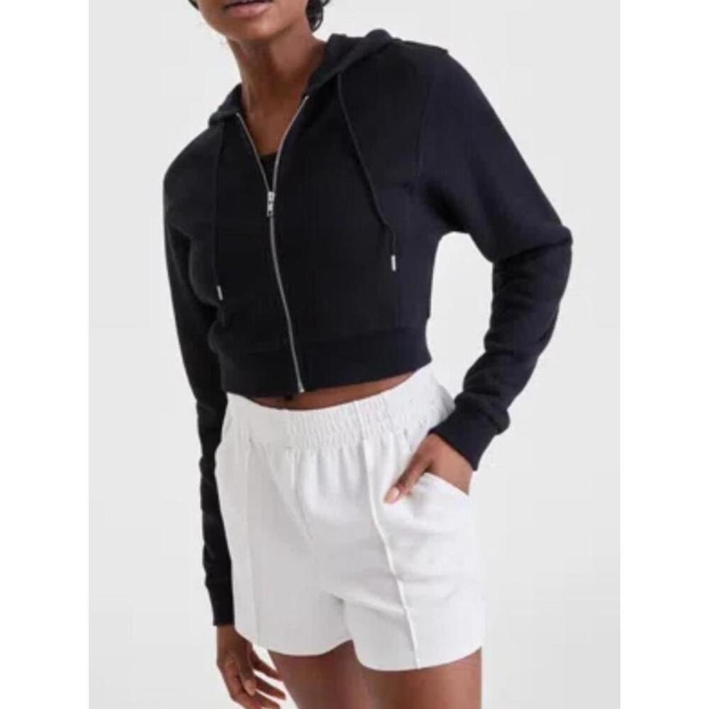 Ideology Sweatshirt‎ Deep Black Full Zip Cropped Hoodie XXL